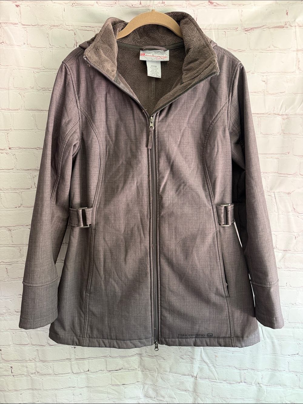 Free Country Mauve-Taupe Zip Front Trench Coat Woman’s Size Medium